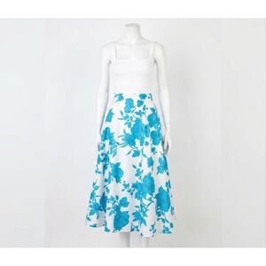 NEW MISA LOS ANGELES a line floral print midi skirt in blue